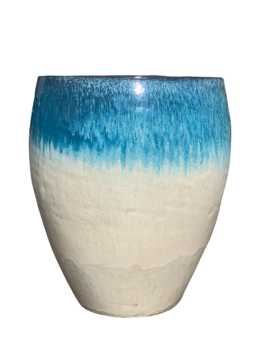 Keramik-Blumentopf Poseidon – Weiß Blau