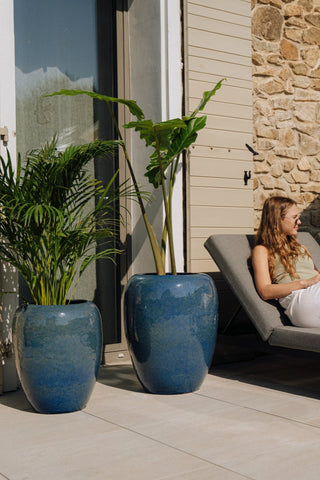 Keramik-Blumentopf galilee – meerblau