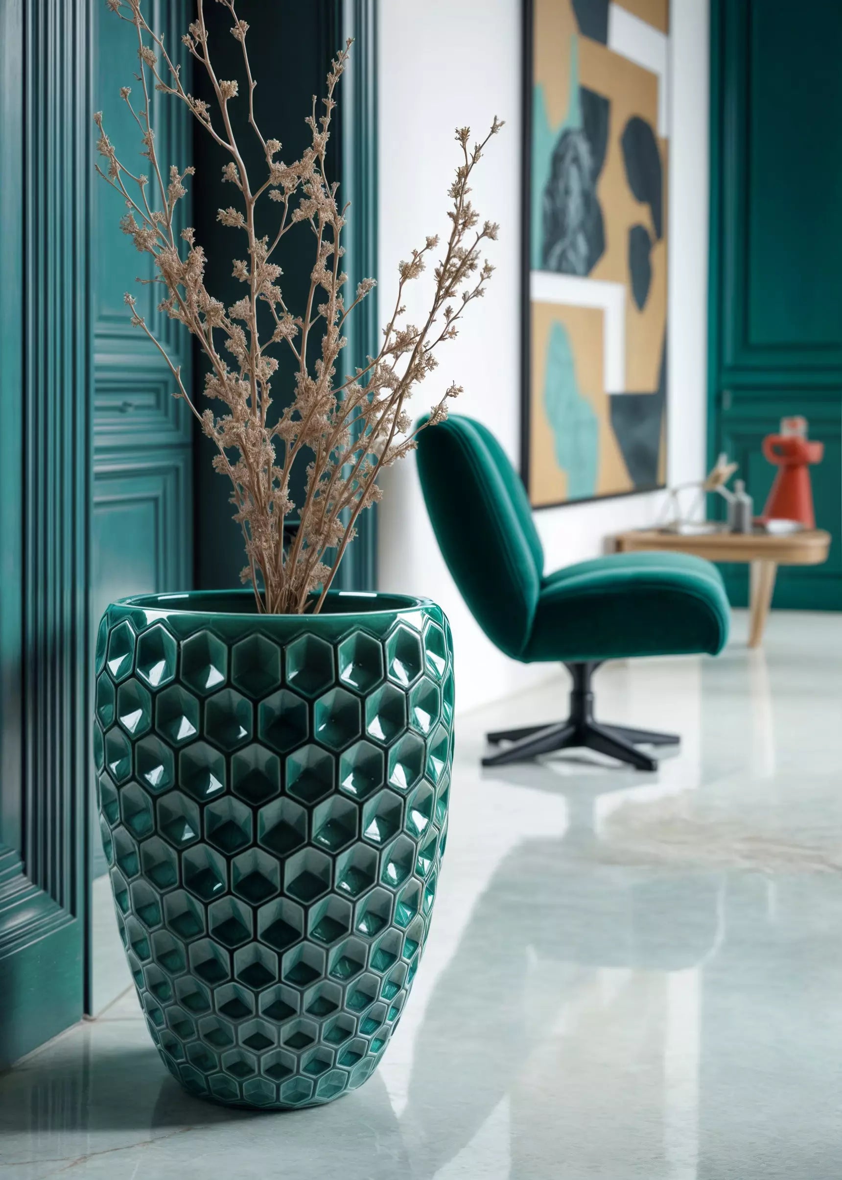 Keramischer Blumentopf Versaille – Dunkelgrün