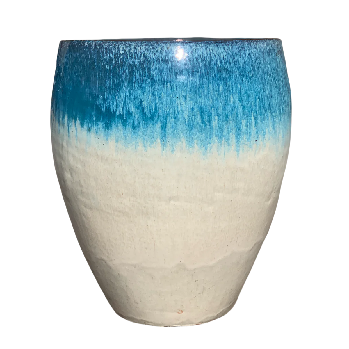 Keramik-Blumentopf Poseidon – Weiß Blau