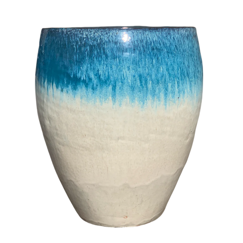 Keramik-Blumentopf Poseidon – Weiß Blau